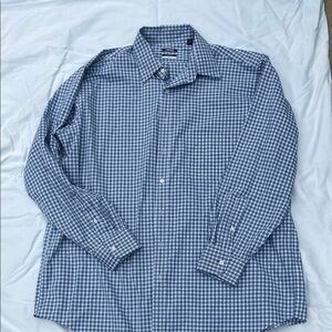 Izod Green, Blue and White Check Dress Shirt 18 34/35